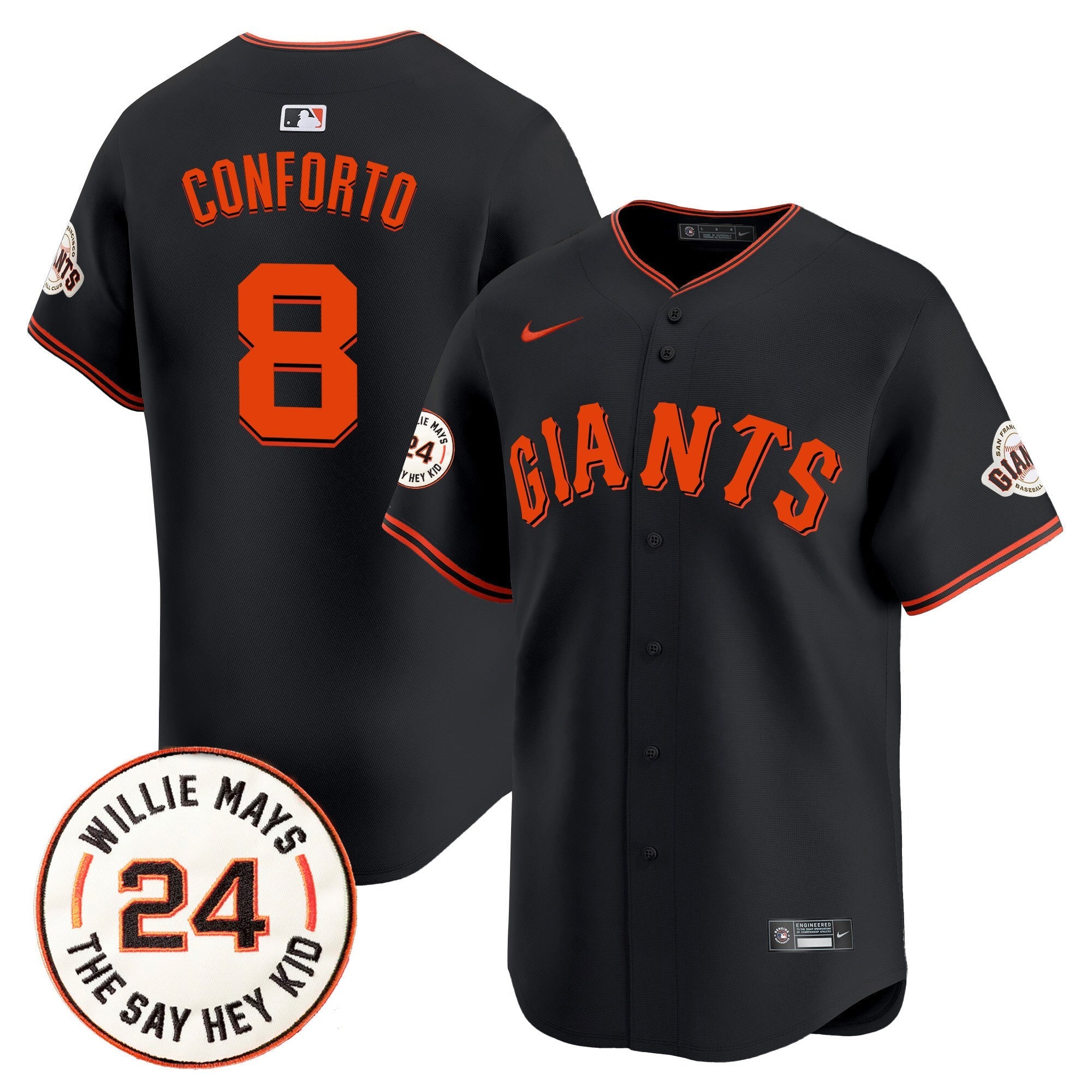 Men's San Francisco Giants 2024 Willie Mays Patch Vapor Premier Limited Jersey - All Stitched