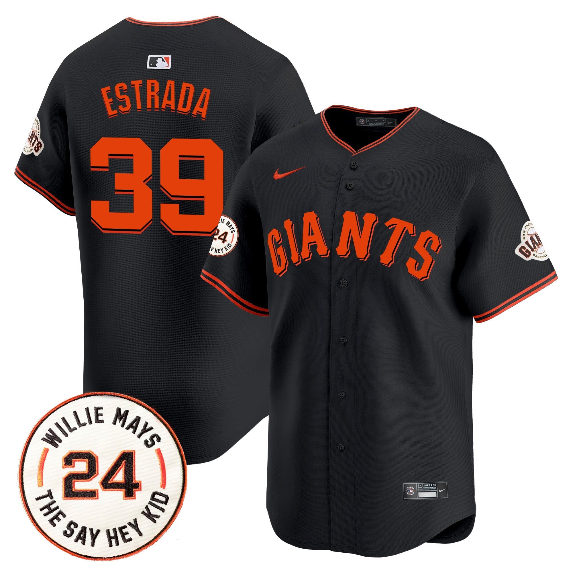 Men's San Francisco Giants 2024 Willie Mays Patch Vapor Premier Limited Jersey - All Stitched