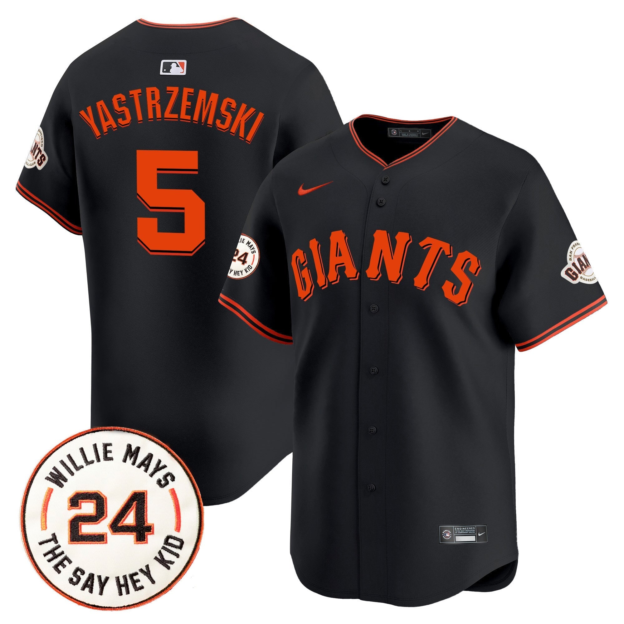 Men's San Francisco Giants 2024 Willie Mays Patch Vapor Premier Limited Jersey - All Stitched