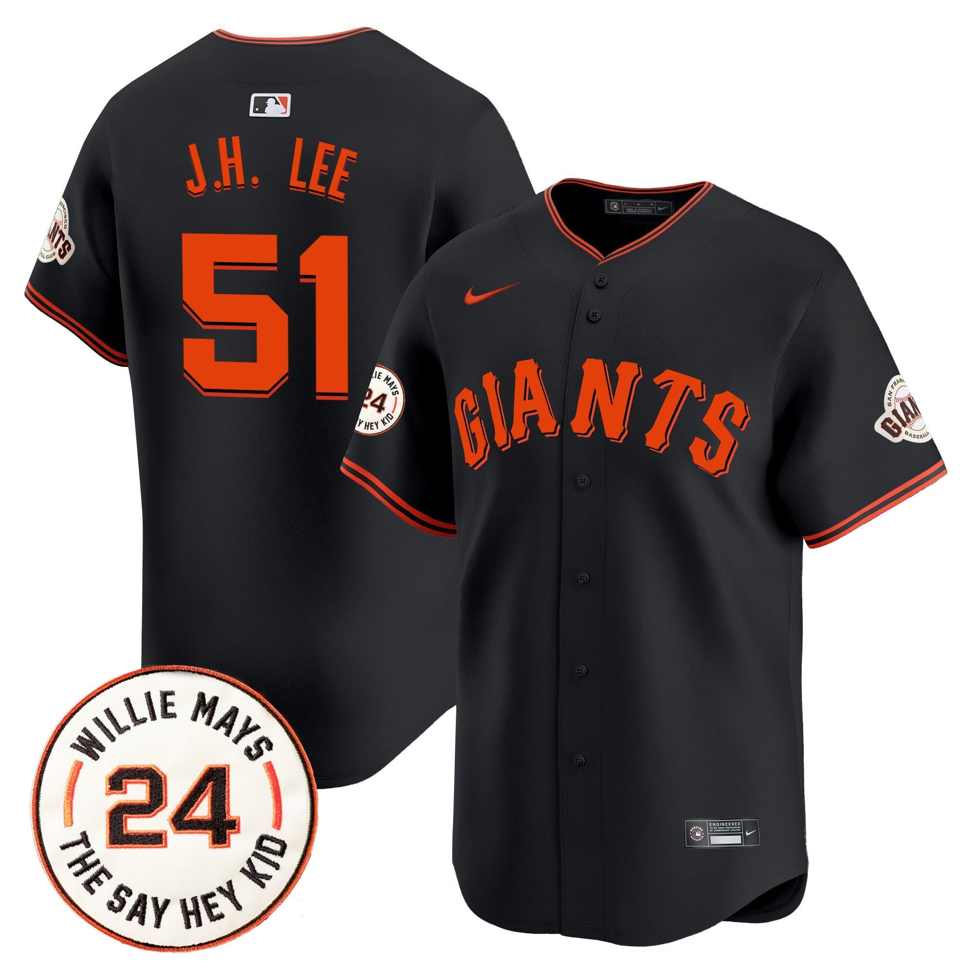 Men's San Francisco Giants 2024 Willie Mays Patch Vapor Premier Limited Jersey - All Stitched