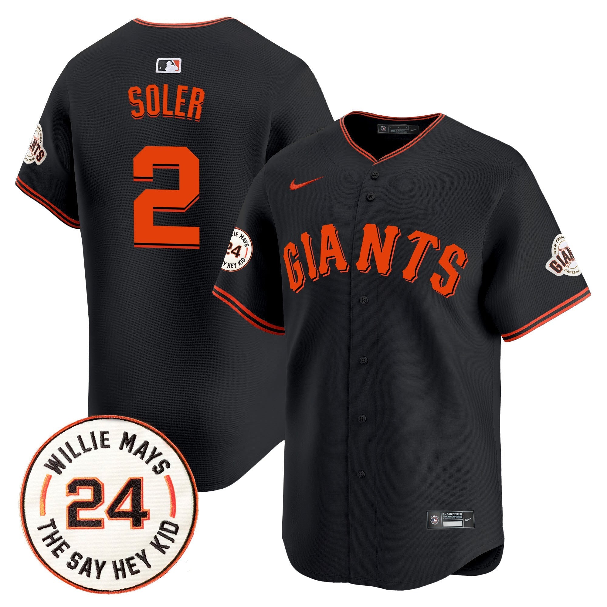 Men's San Francisco Giants 2024 Willie Mays Patch Vapor Premier Limited Jersey - All Stitched