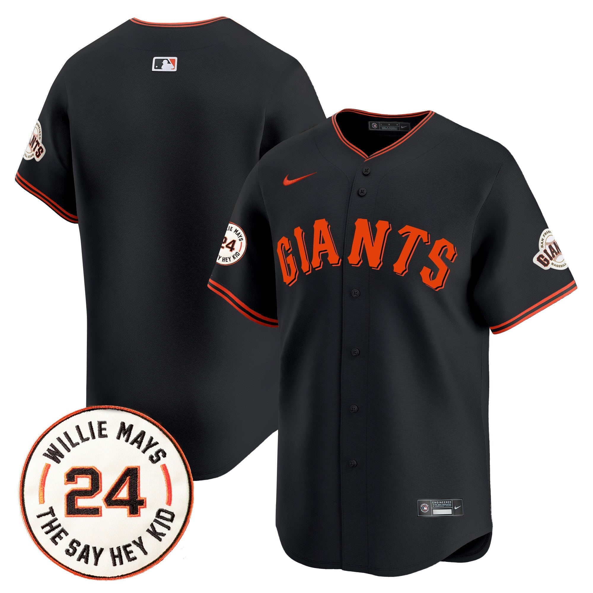 Men's San Francisco Giants 2024 Willie Mays Patch Vapor Premier Limited Jersey - All Stitched