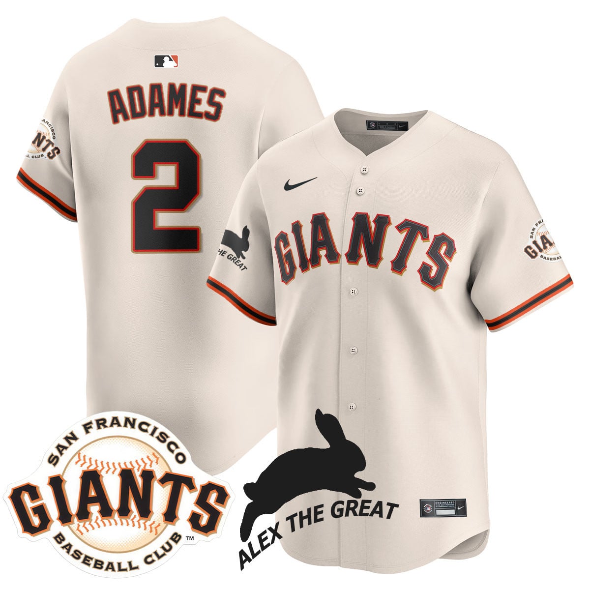Women's San Francisco Giants "Alex the Great" Rabbit Memories 2025 Jersey - All Stitched