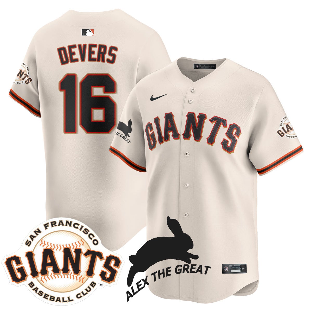 Women's San Francisco Giants "Alex the Great" Rabbit Memories 2025 Jersey - All Stitched