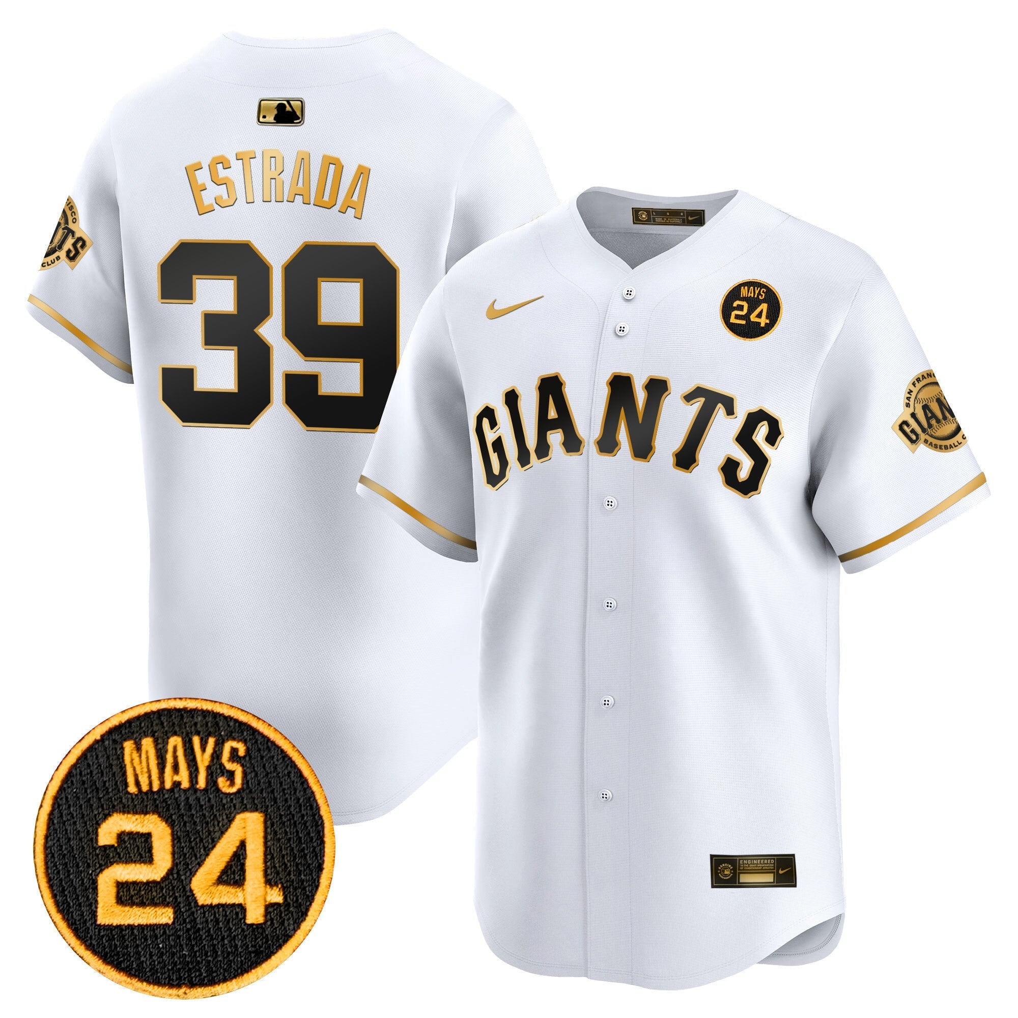 Men's San Francisco Giants 2024 Willie Mays Patch Vapor Premier Limited Jersey V3 - All Stitched