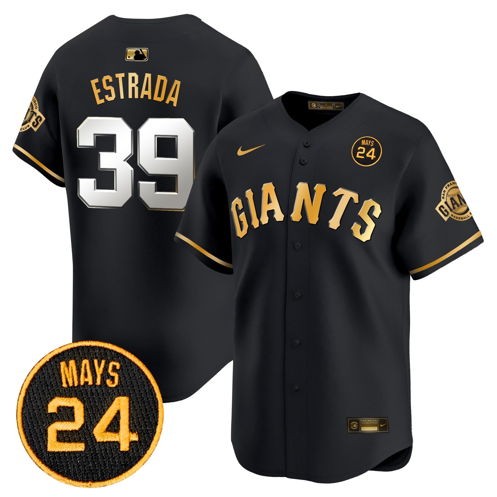 Men's San Francisco Giants 2024 Willie Mays Patch Vapor Premier Limited Jersey V3 - All Stitched