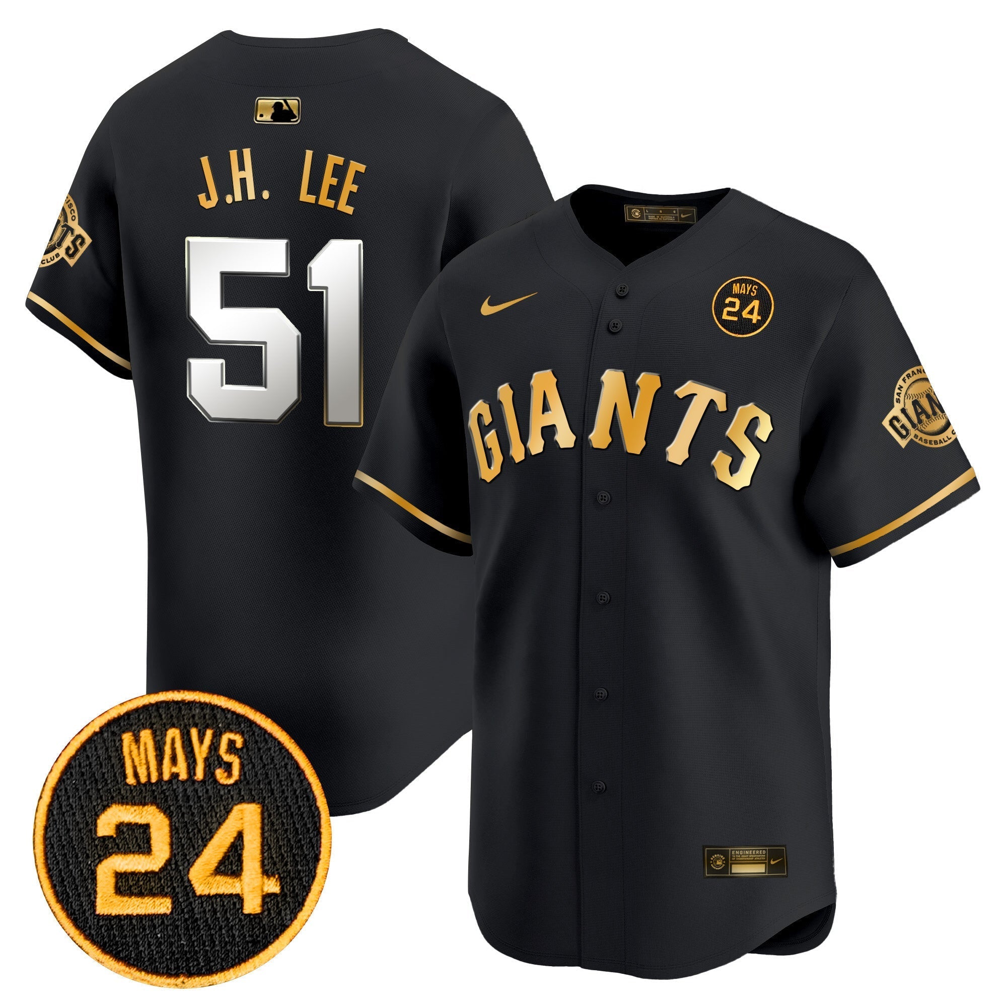 Men's San Francisco Giants 2024 Willie Mays Patch Vapor Premier Limited Jersey V3 - All Stitched