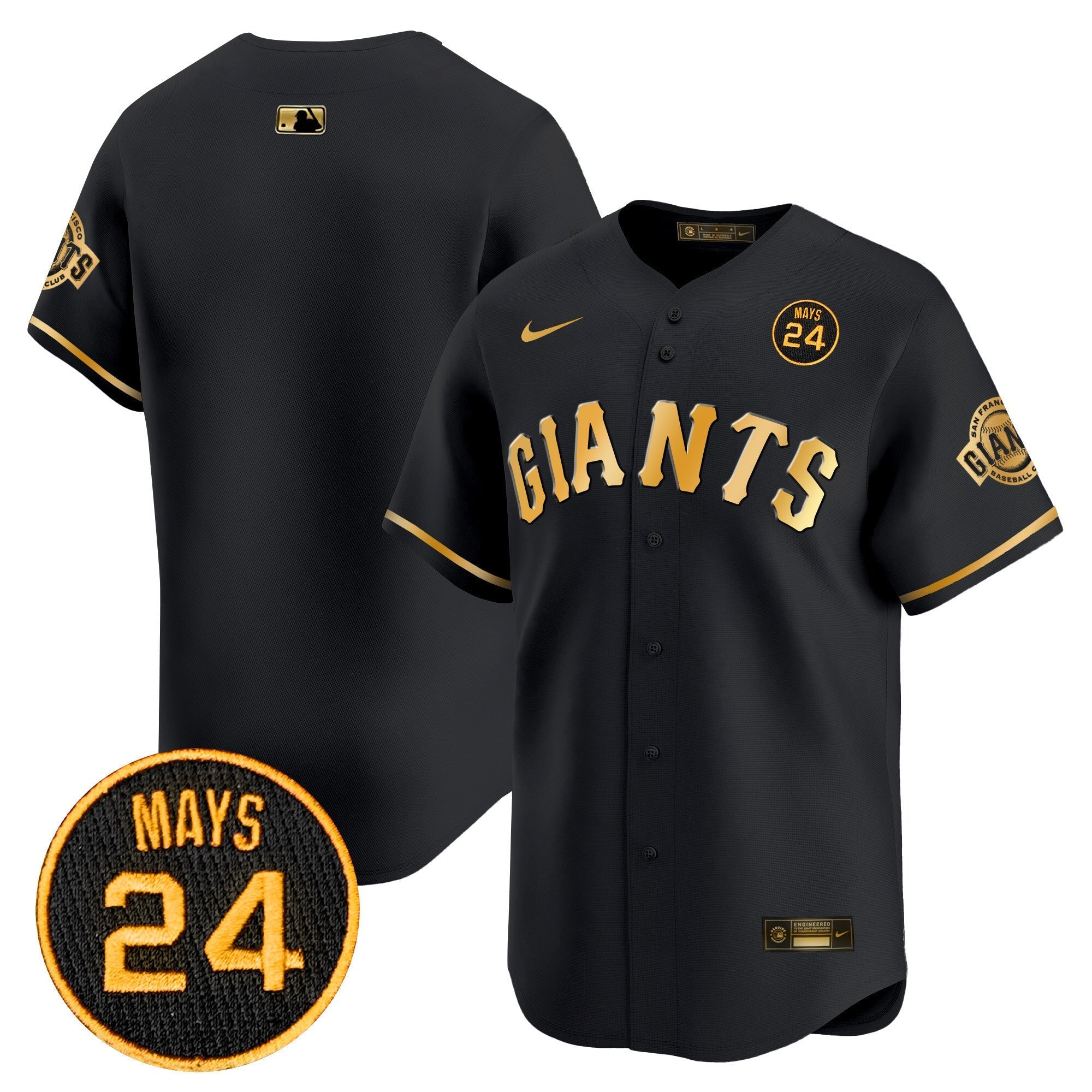 Men's San Francisco Giants 2024 Willie Mays Patch Vapor Premier Limited Jersey V3 - All Stitched