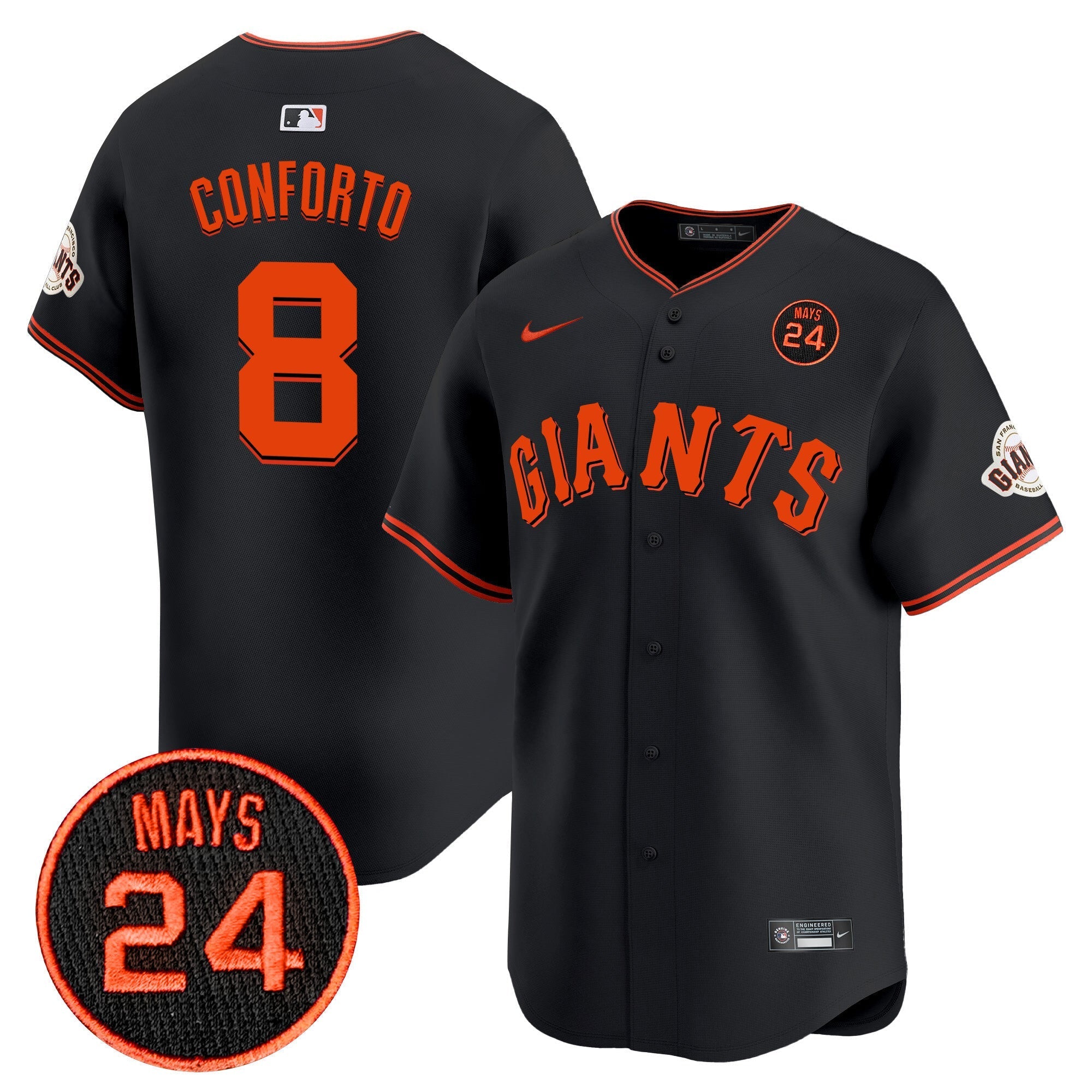 Men's San Francisco Giants 2024 Willie Mays Patch Vapor Premier Limited Jersey V3 - All Stitched