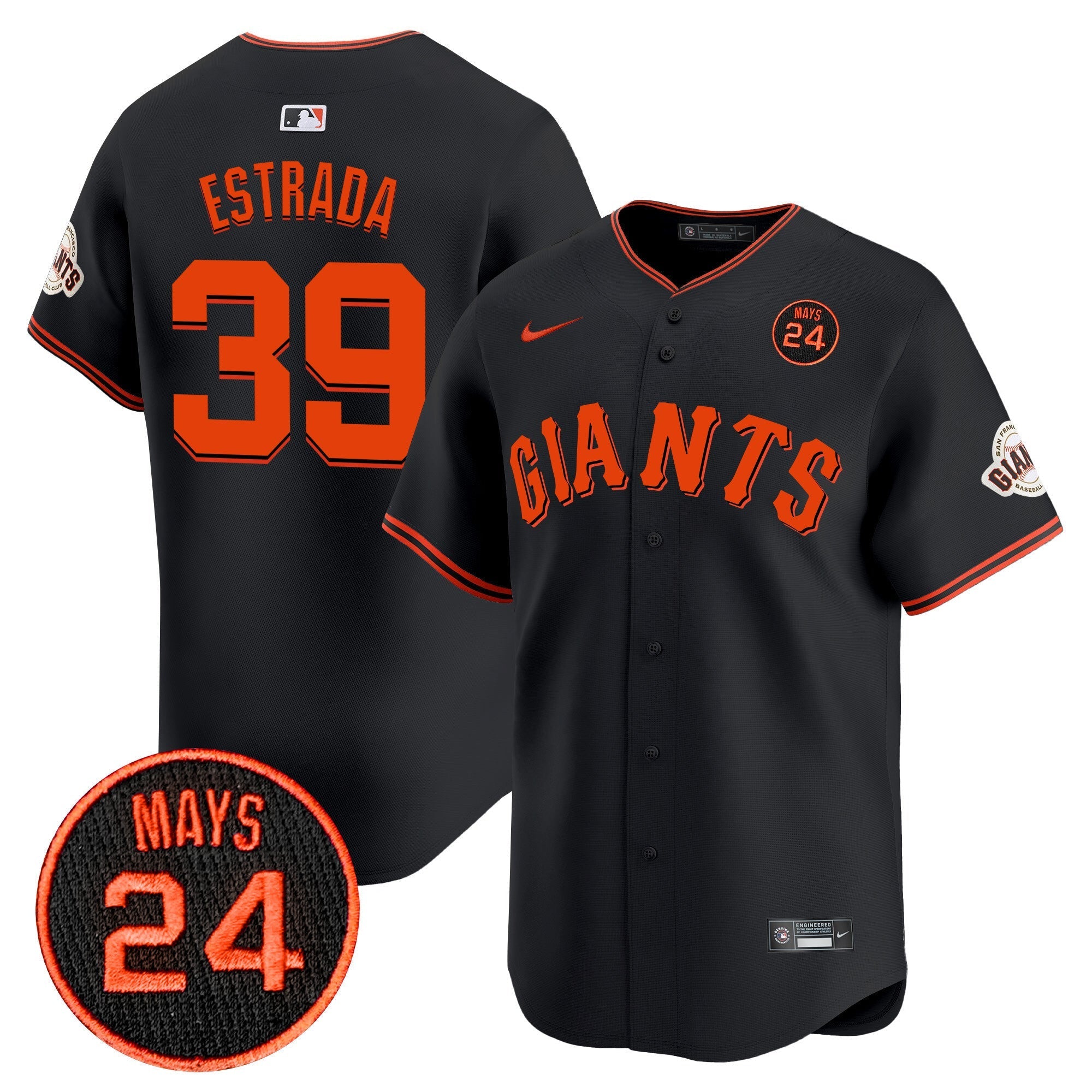 Men's San Francisco Giants 2024 Willie Mays Patch Vapor Premier Limited Jersey V3 - All Stitched