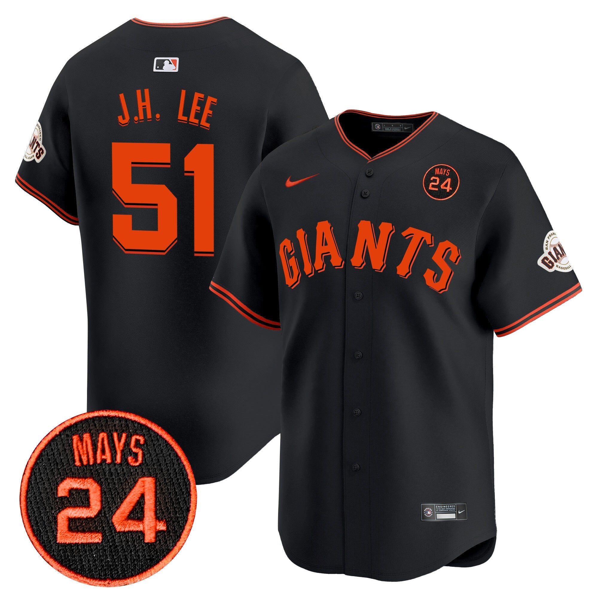 Men's San Francisco Giants 2024 Willie Mays Patch Vapor Premier Limited Jersey V3 - All Stitched